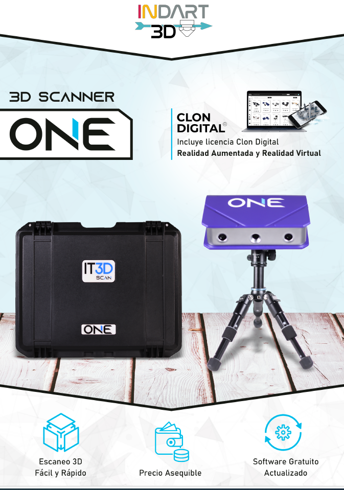 Vista detallada de las especificaciones técnicas del escáner 3D IT3D Scan ONE